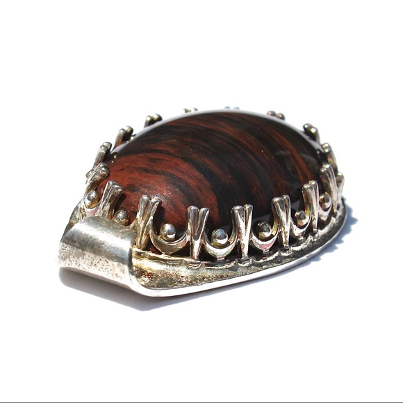 Vintage Mahogany Obsidian Sterling Silver Pendant - Picture 4 of 7